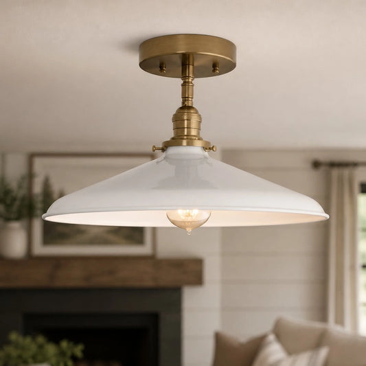 Haleth Industrial White Glass Metal Ceiling Light