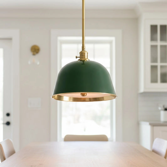 Half Dome Brass Metal Diffuser Bell Pendant Light for Kitchen Islands