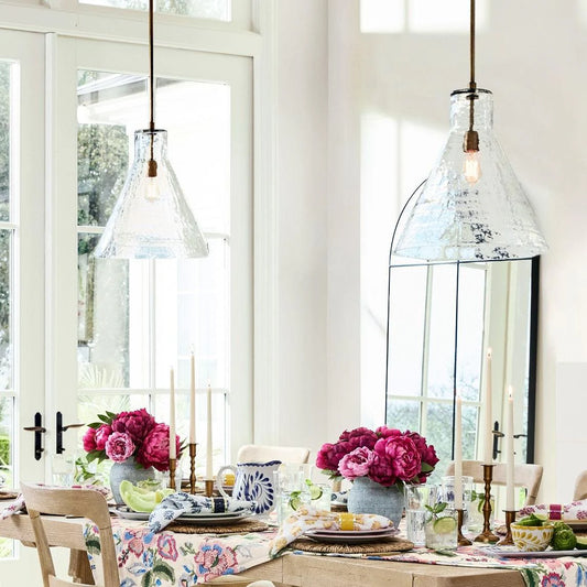 Hammered Glass Cone Pendant Light