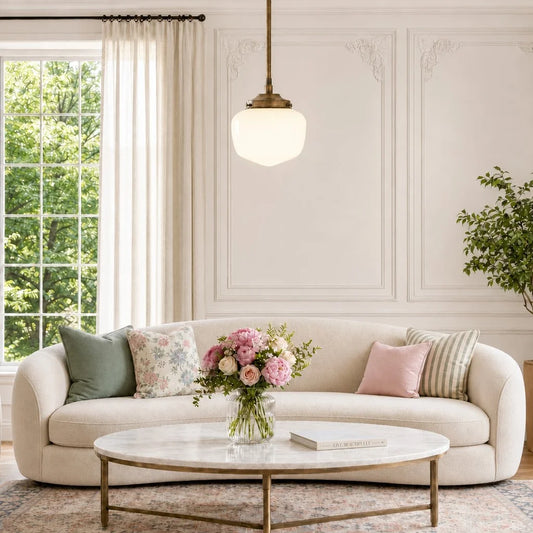 Haneef Classic Rounded Glass Brass Pendant Light