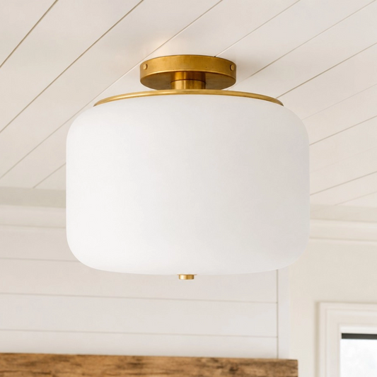 Haven Modern Satin Glass Drum Ceiling Light