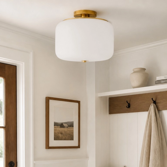 Haven Modern Satin Glass Drum Ceiling Light