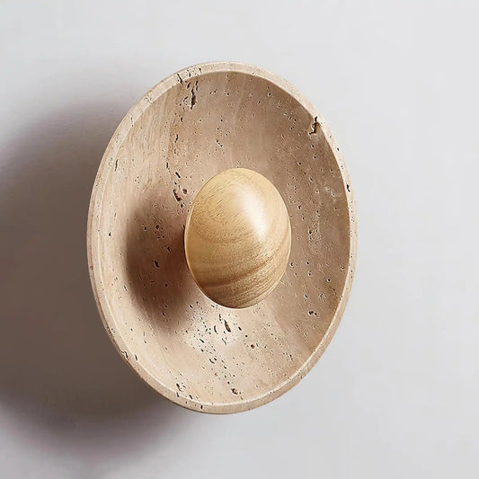 Heliara Round Halo Travertine Wall Light