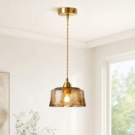 Hesper Vintage Drum Cloud Glass Pendant Light