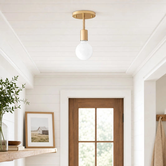 Hesperia Minimalist Opal Globe Ceiling Light