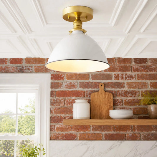 Hesperine Modern Farmhouse White Shade Ceiling Lamp