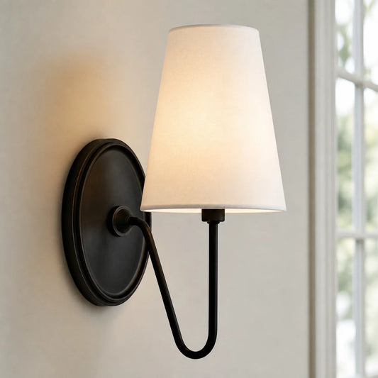 Hilwen Retro Metal Linen Shade Wall Sconce