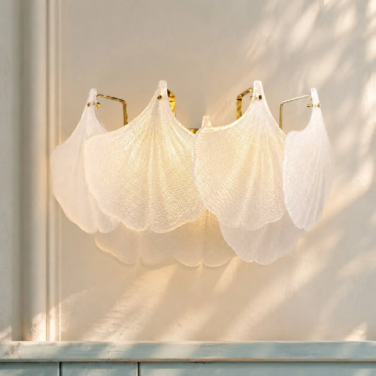Hiorin Modern Ginkgo Scallop Glass Wall Sconce