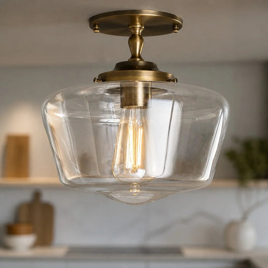 Hiry Modern Classic Clear Glass Flush Mount Ceiling Light