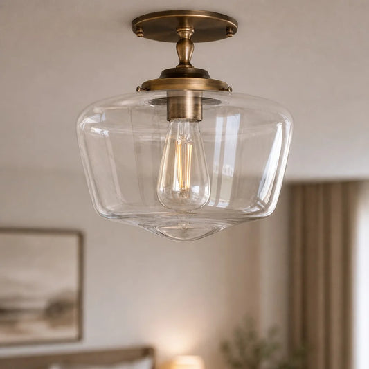 Hiry Modern Classic Clear Glass Flush Mount Ceiling Light