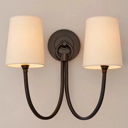 Hollis Modern Elegant Linen Shade Double Wall Sconce