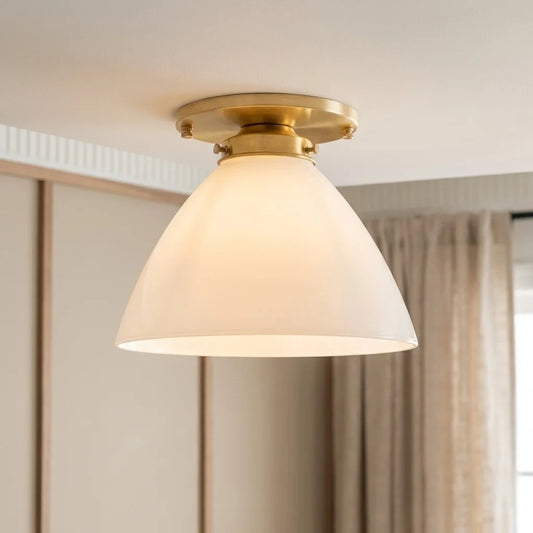 Honor Vintage Brass Glass Bell Ceiling Light