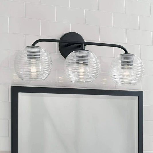 Huxley Minimalist 3-Light Ribbed Glass Wall Light