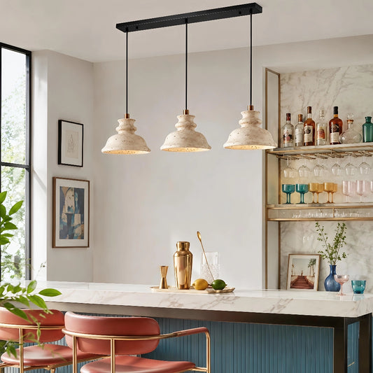 Rynley Wabi-Sabi Bell Travertine Pendant Light