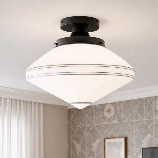 Idelle Art Deco Glass Pointed Globe Ceiling Light