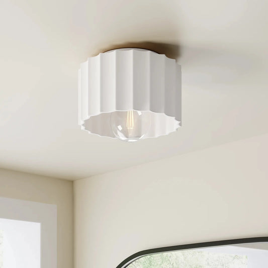 Idris Modern Ceramic Fluted Flush Mount Ceiling Light