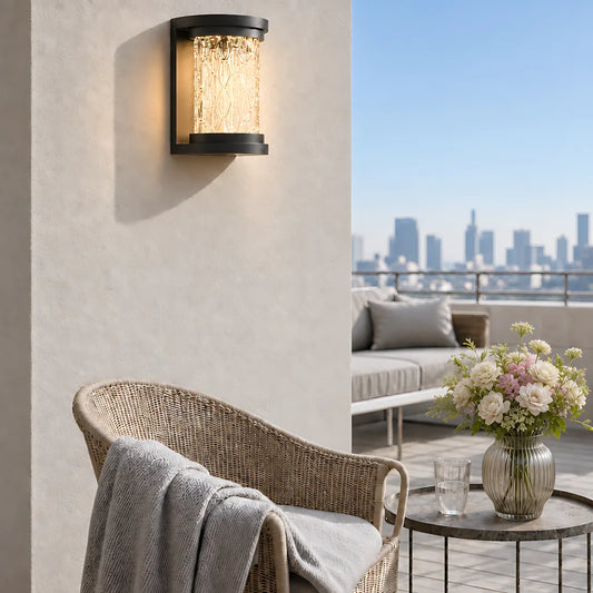 Driselle Outdoor Bubble Glass Cylindrical Wall Lamp