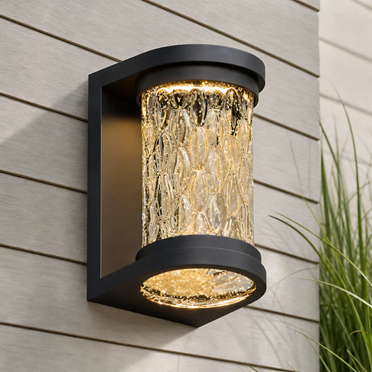Driselle Outdoor Bubble Glass Cylindrical Wall Lamp