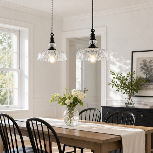 Ilaria Vintage Glass Flower Brass Pendant Light for Kitchen Island
