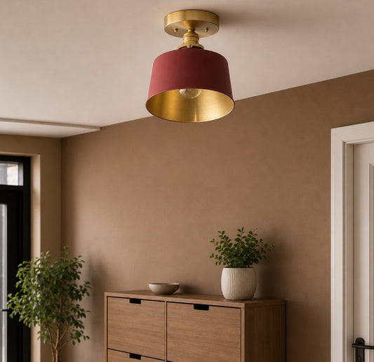 Illyana Modern Hardwired Brass Metal Bucket Ceiling Light