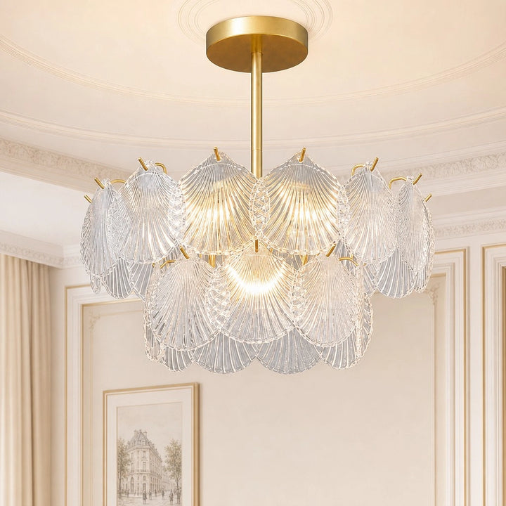 Ilyssa Modern Cascading Capiz Shell Glass Chandelier