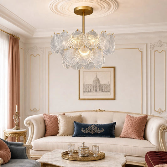 Ilyssa Modern Cascading Capiz Shell Glass Chandelier