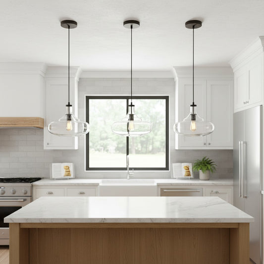 Chloe Industrial Gourd Glass Shade  Pendant Light