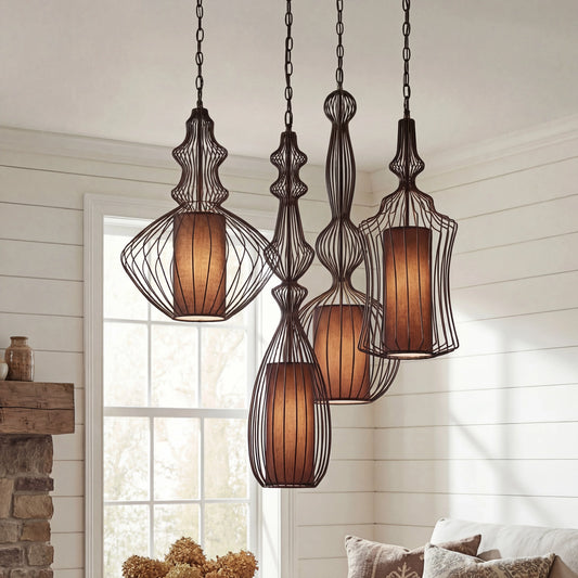 Industrial Vintage Open Frame Cage Metal Pendant Light