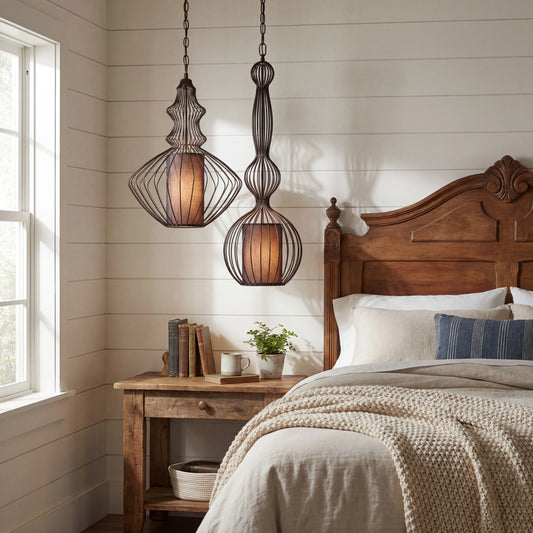 Industrial Vintage Open Frame Cage Metal Pendant Light