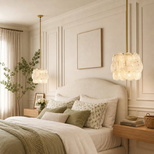 Inez Vintage Brass Layered Disc Glass Pendant Light