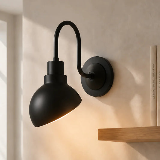 Iris Industrial Angled Gooseneck Arm Wall Sconce