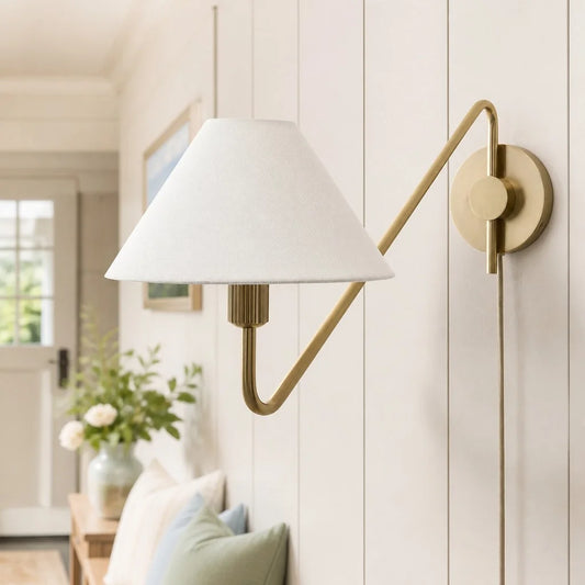 Alden Modern Adjustable Brass Cone Wall Sconce