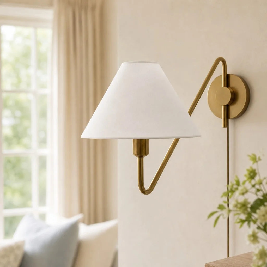 Isadora Modern Plug-In Wall Sconce – Aged Brass with Tapered Linen Shade121.webp__PID:e8a31b9f-566d-46b0-96d2-d133dcd219fe