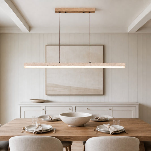 Isoldel Wabi-Sabi Natural Travertine Linear Pendant Light