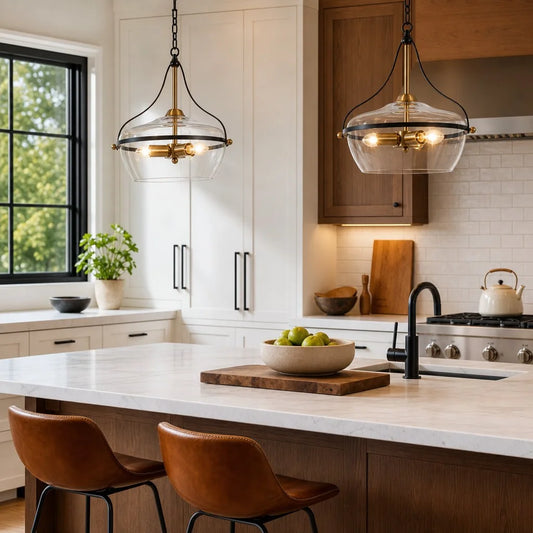 Ivey Mid-Century 3-Light Metal Frame Glass Pendant Light