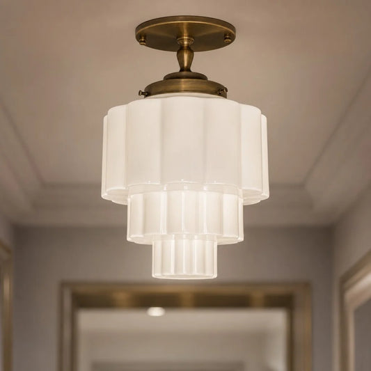 Jace Artistic Style Tiered Milk Glass Ceiling Light