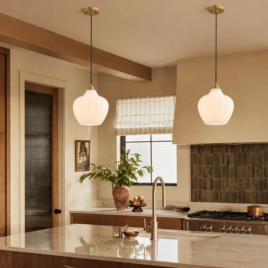 Jada Retro Ribbed Frosted White Glass Pendant Light