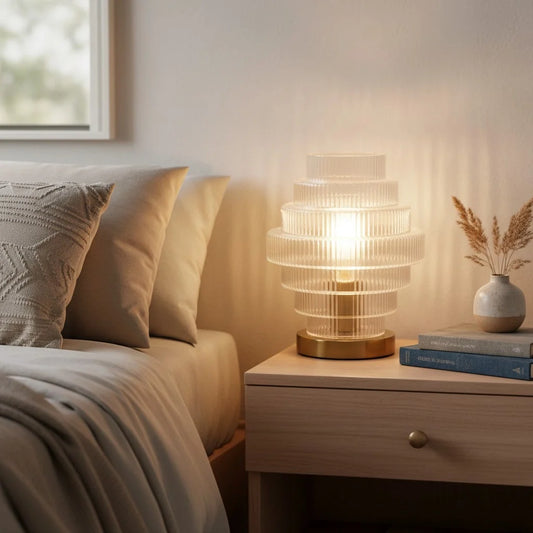 Javier Transparent Ribbed Glass Table Lamp