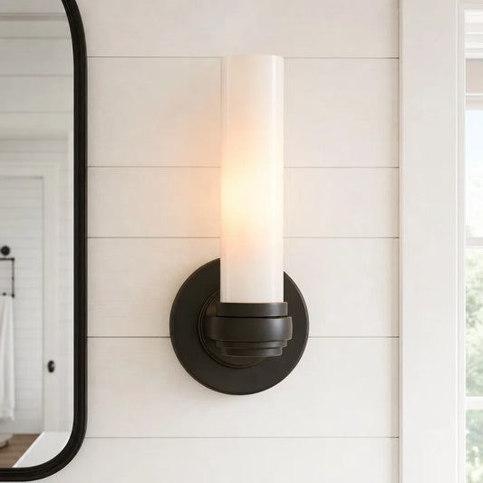 Jaxson Modern Milk Glass Tube Wall Sconce