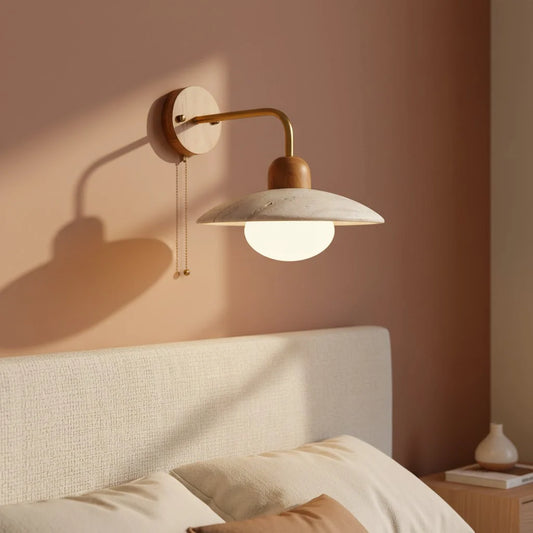 Jocelyn Modern Disc Travertine Cave Wall Lamp