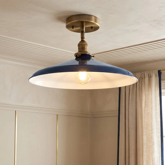 Jorja Industrial Brass Metal Dome Ceiling Light