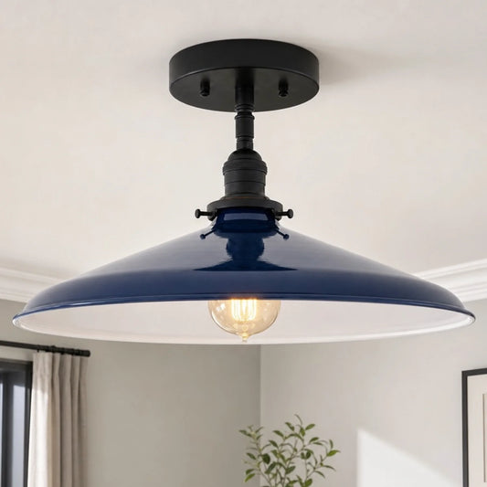 Jorja Industrial Brass Metal Dome Ceiling Light