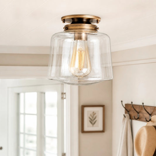 Jorvyn Modern Clear Glass Drum Ceiling Light