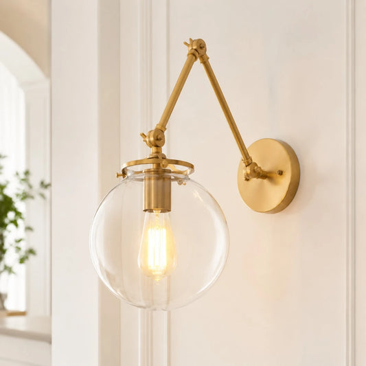 Jovita Industrial Glass Ball Swing Arm Wall Sconce