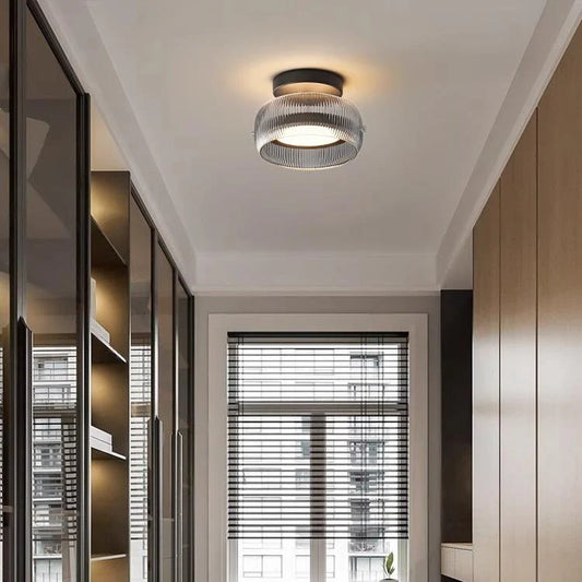 Jude Modern Ribbed Glass Dome Ceiling Light
