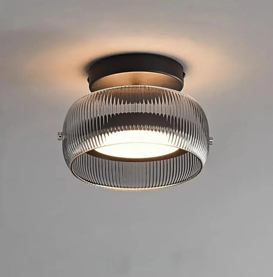 Jude Modern Ribbed Glass Dome Ceiling Light