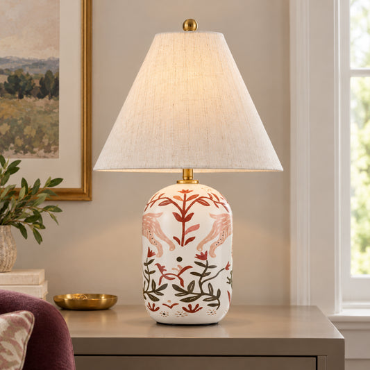 Julian Retro Ceramic Linen Tapered Table Lamp