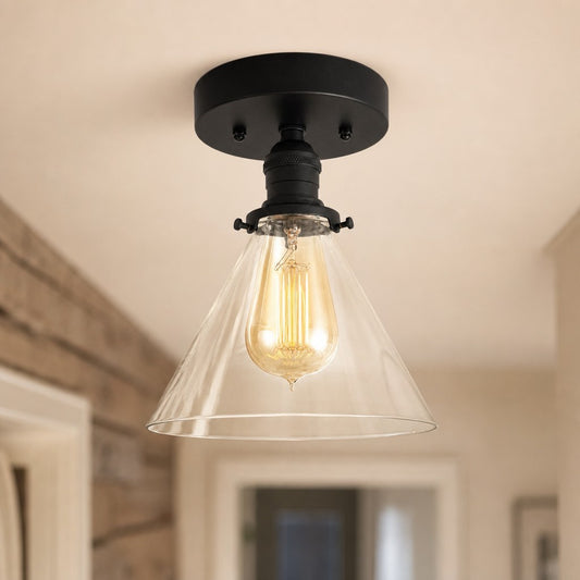 Juniper Farmhouse Cone Clear Glass Ceiling Light