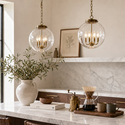 Tallulah Industrial Clear Glass Globe Pendant Light
