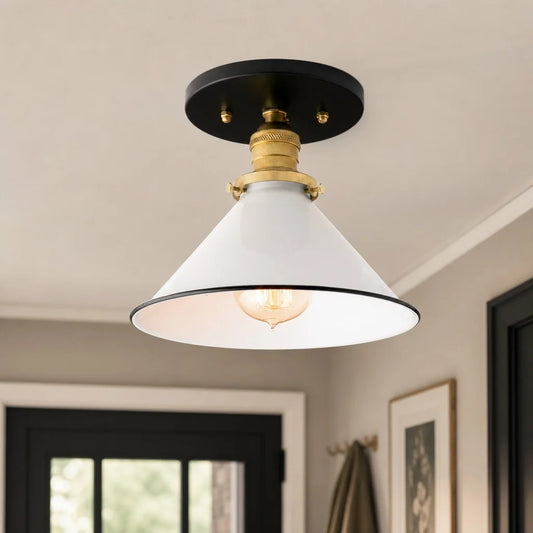 Kael Modern Cone Enamel Semi-Flush Ceiling Light